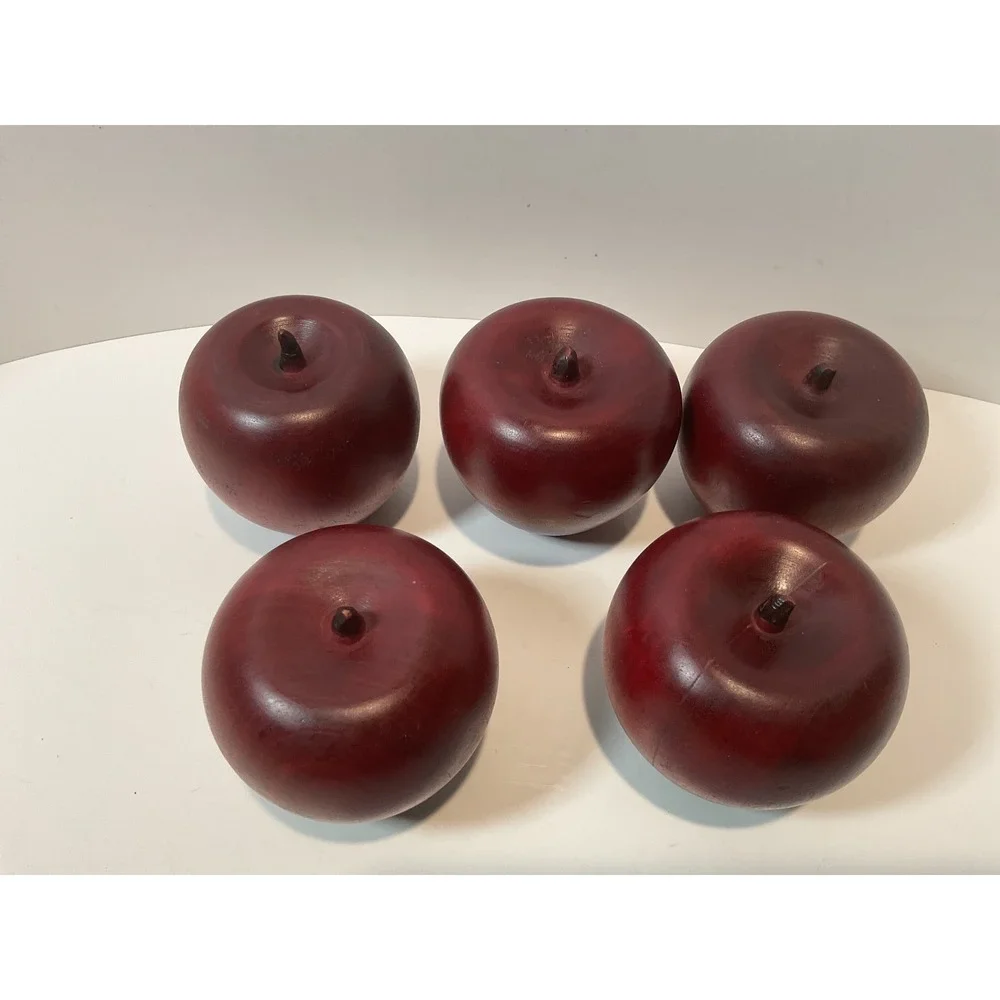 Set‎ of 5 Wooden Realistic Red Apples Decorative Faux Fruit Kitchen Decor